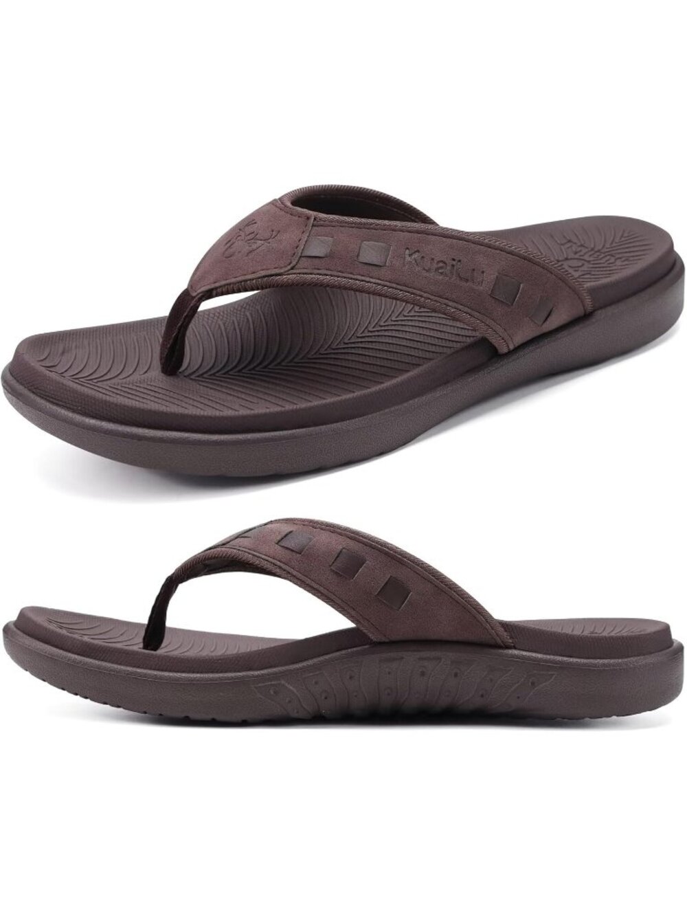 Men's Dark Brown Sport Flip Flops Comfort Orthotic Thong Sandals Arch Support